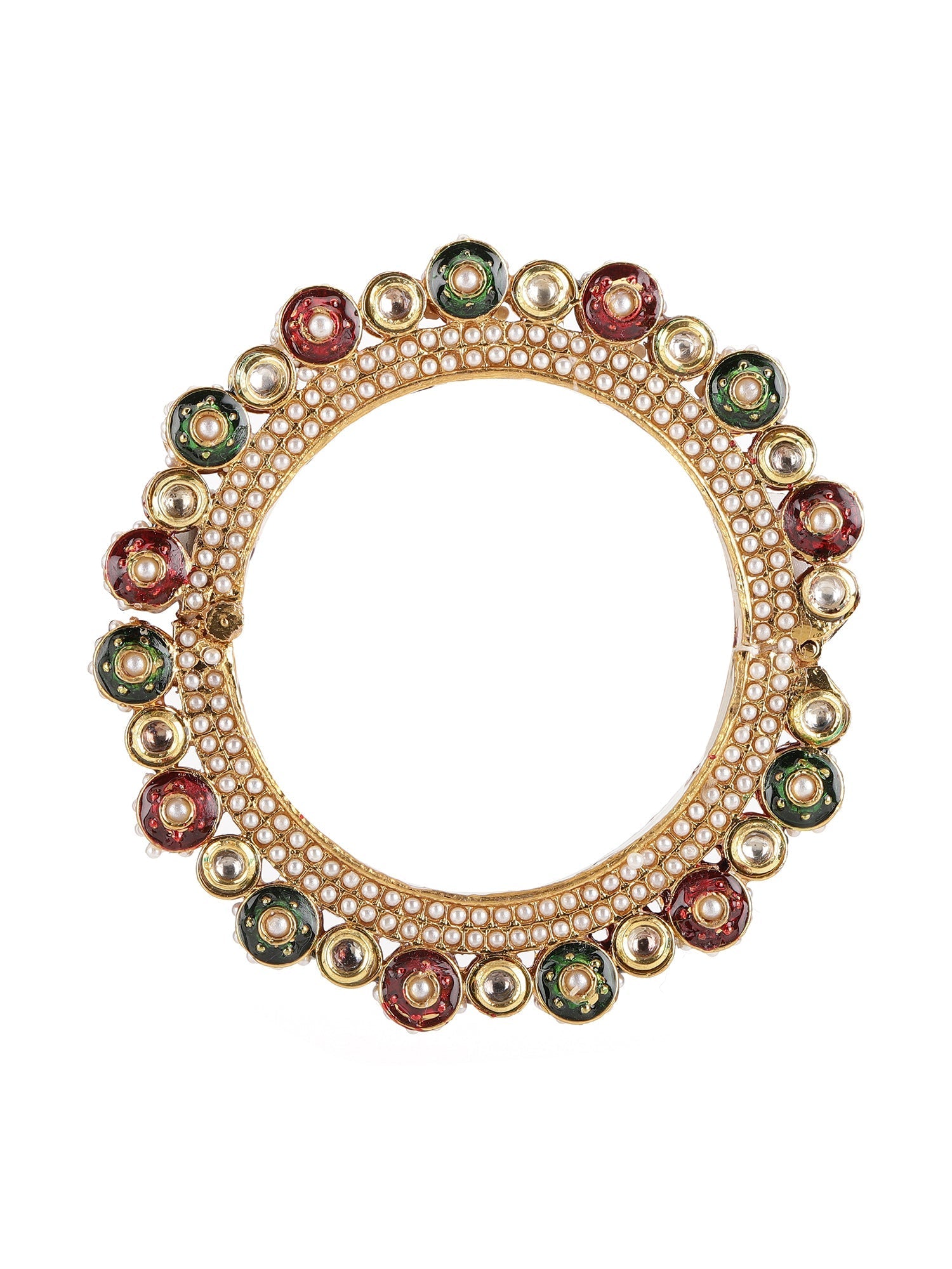 Pearl Meenakari Handcrafted Heavy Bangle - Ruby Raang | Grab2Buy