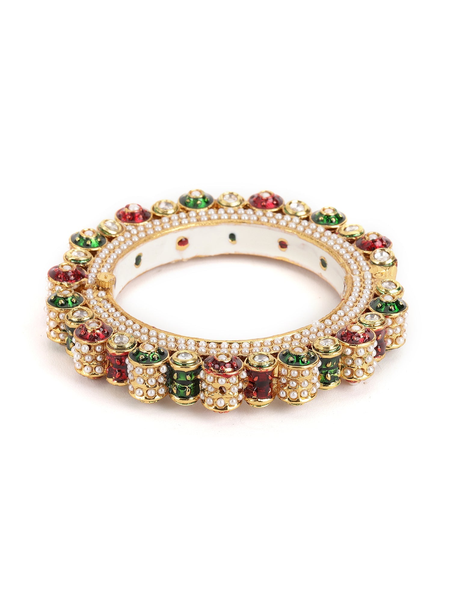 Pearl Meenakari Handcrafted Heavy Bangle - Ruby Raang | Grab2Buy