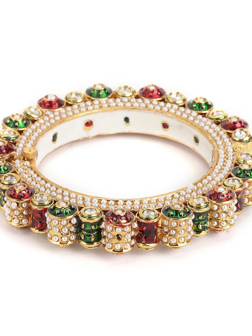 Pearl Meenakari Handcrafted Heavy Bangle - Ruby Raang | Grab2Buy