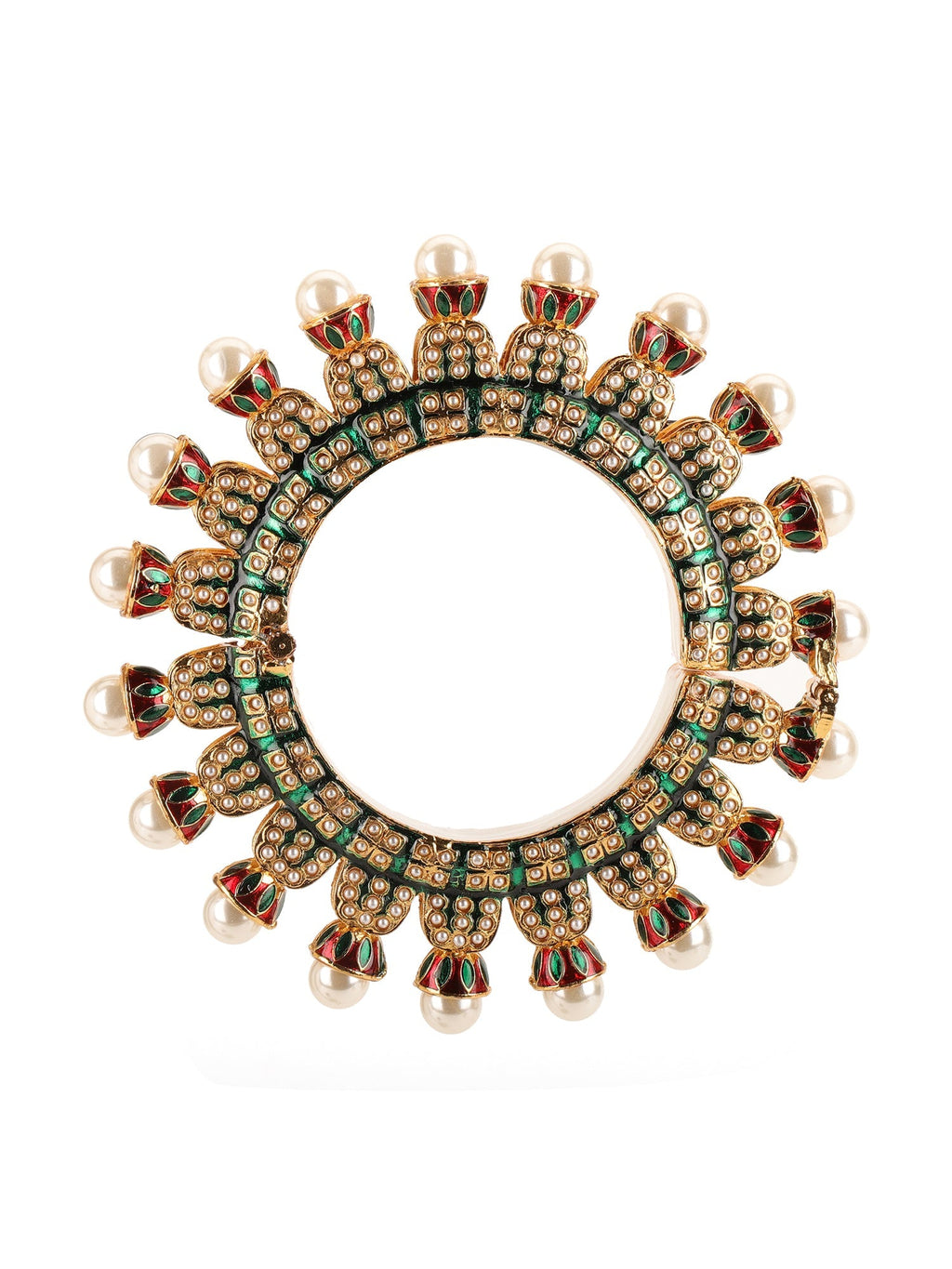 Oversized Pearl Meenakari Handcrafted Heavy Bangle - Ruby Raang | Grab2Buy