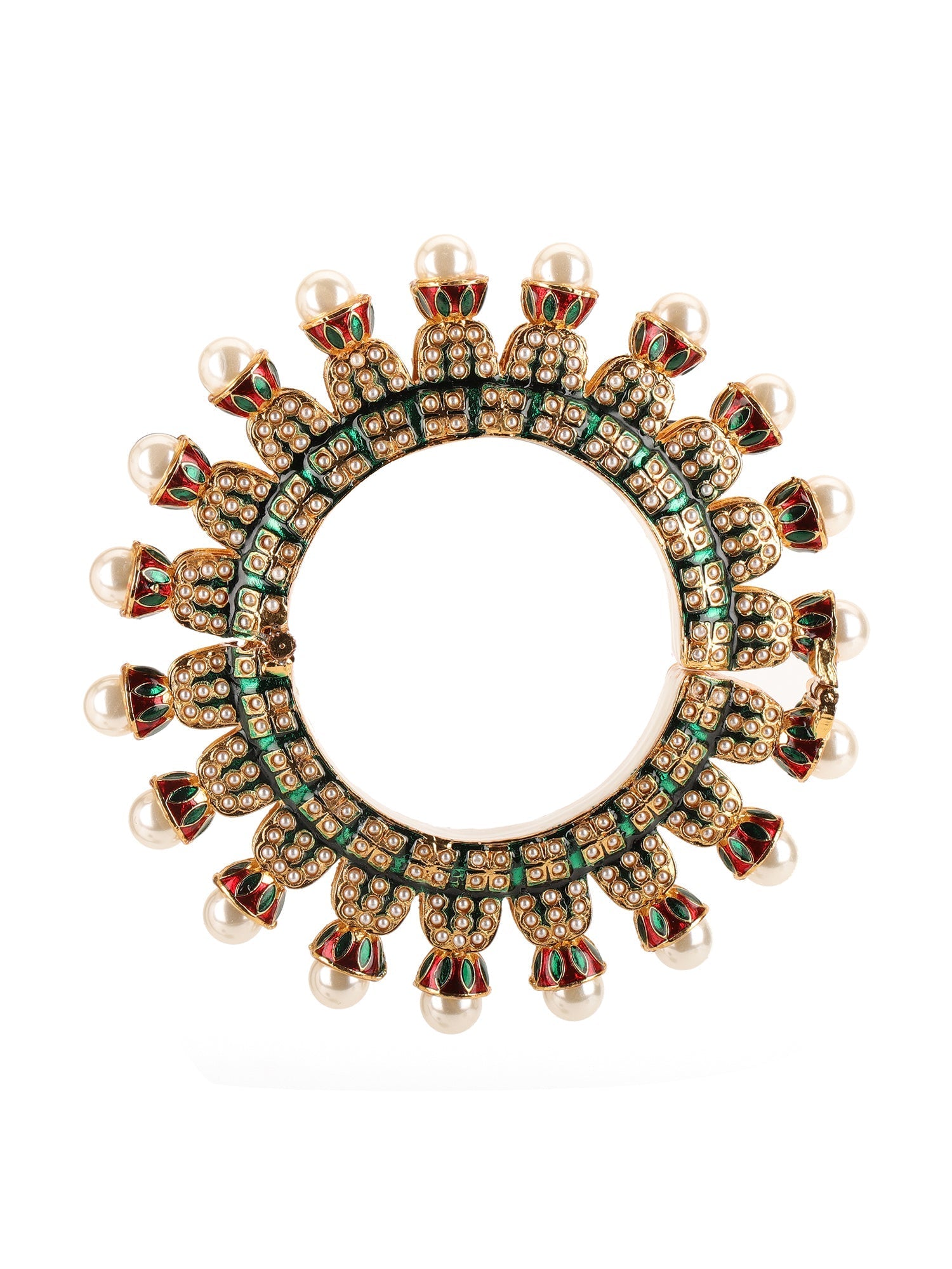 Oversized Pearl Meenakari Handcrafted Heavy Bangle - Ruby Raang | Grab2Buy