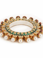 Oversized Pearl Meenakari Handcrafted Heavy Bangle - Ruby Raang | Grab2Buy