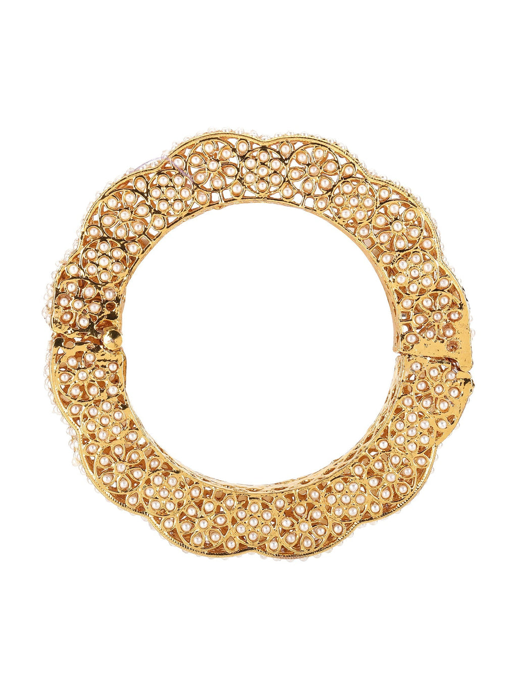 Golden Pearl Handcrafted Heavy Bangle - Ruby Raang | Grab2Buy