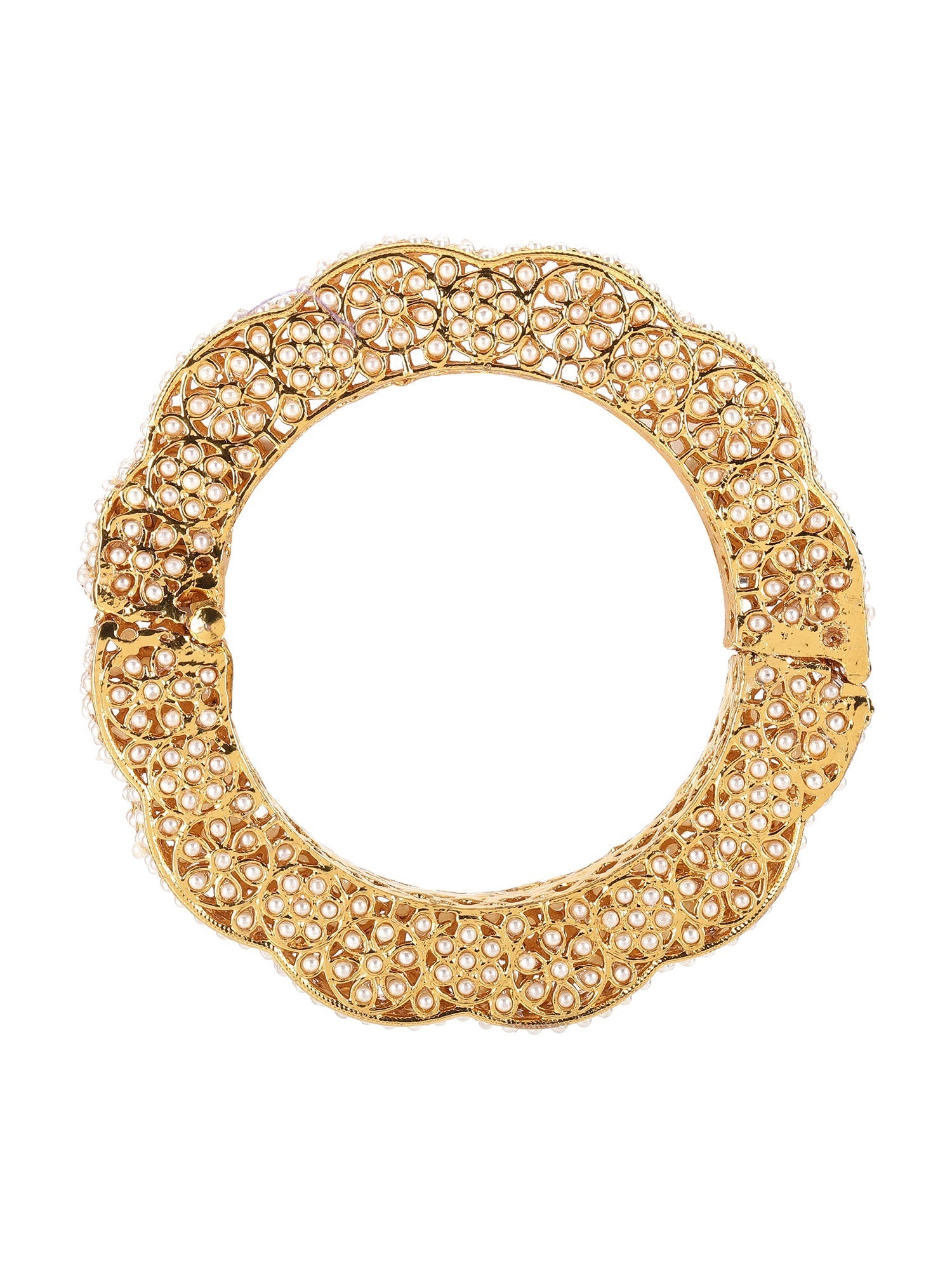 Golden Pearl Handcrafted Heavy Bangle - Ruby Raang | Grab2Buy