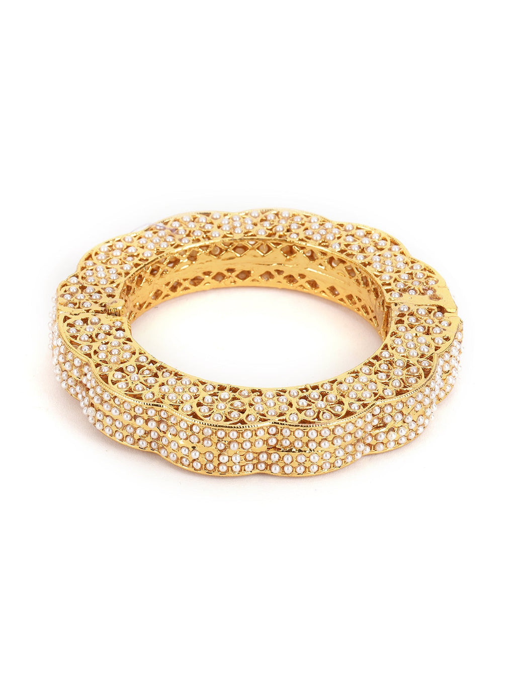 Golden Pearl Handcrafted Heavy Bangle - Ruby Raang | Grab2Buy