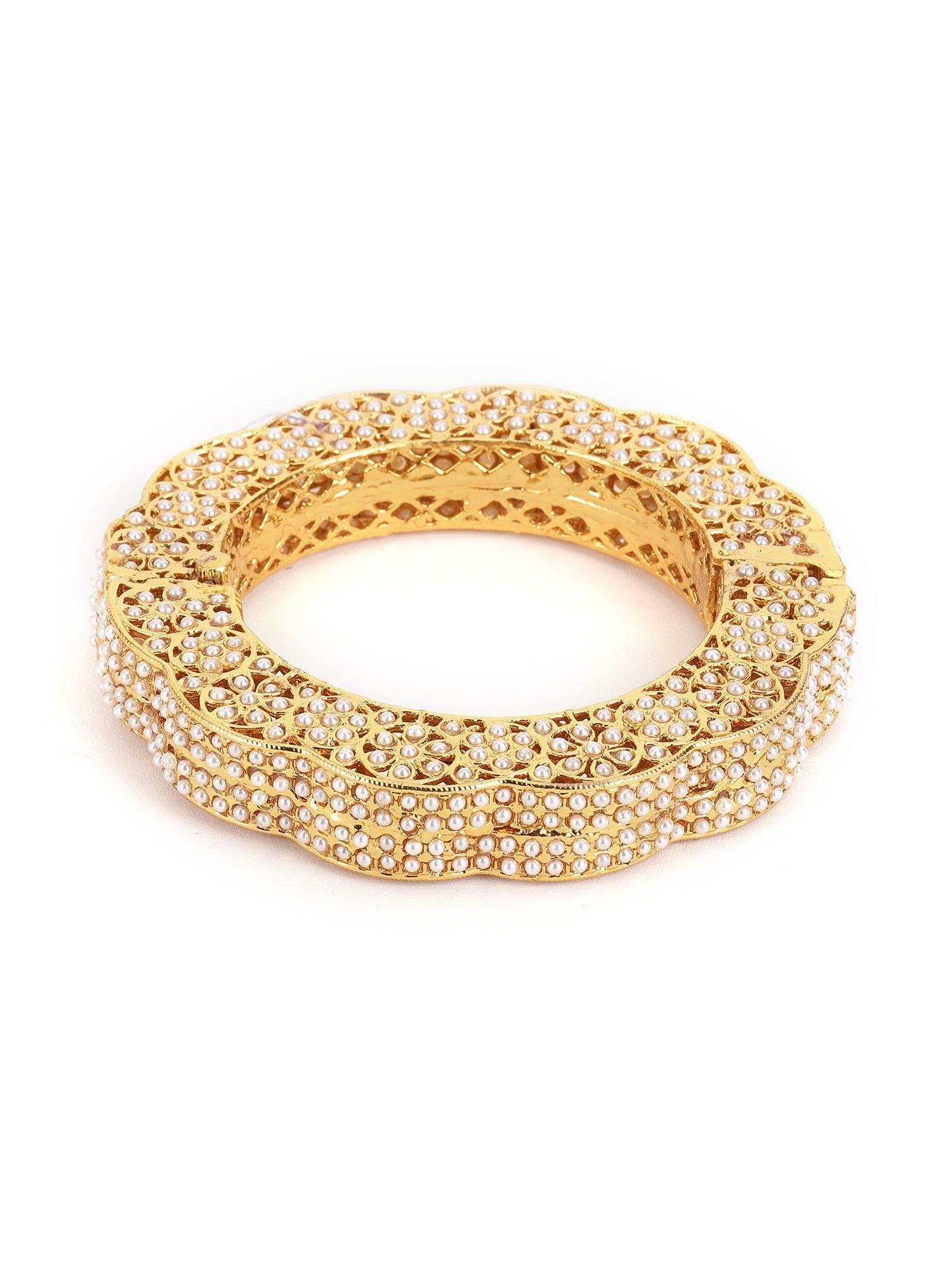 Golden Pearl Handcrafted Heavy Bangle - Ruby Raang | Grab2Buy