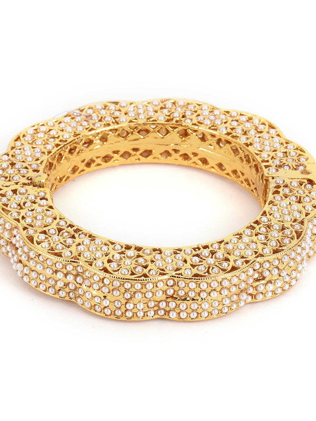 Golden Pearl Handcrafted Heavy Bangle - Ruby Raang | Grab2Buy