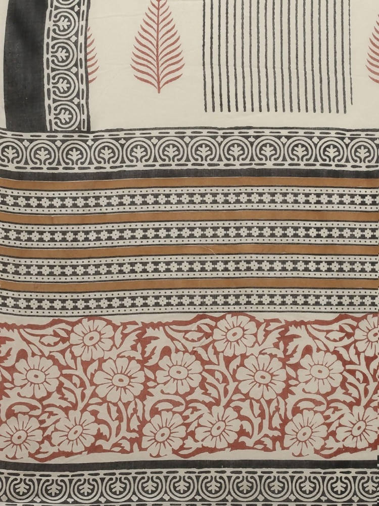 Yufta Women Beige And Rust Printed Kurta with Trouser & With Dupatta | Grab2Buy