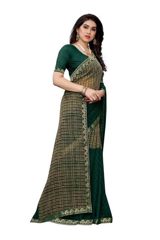 Vamika Green Georgette Lace Work Saree (Prachi Green) | Grab2Buy
