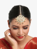 Gold Toned White Kundan Maang Tikka - Ruby Raang | Grab2Buy