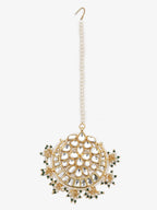 Gold Toned White Kundan Maang Tikka - Ruby Raang | Grab2Buy