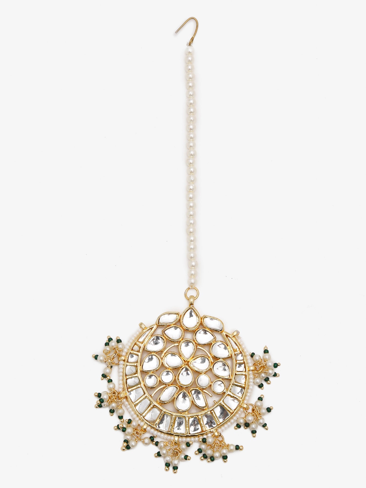 Gold Toned White Kundan Maang Tikka - Ruby Raang | Grab2Buy