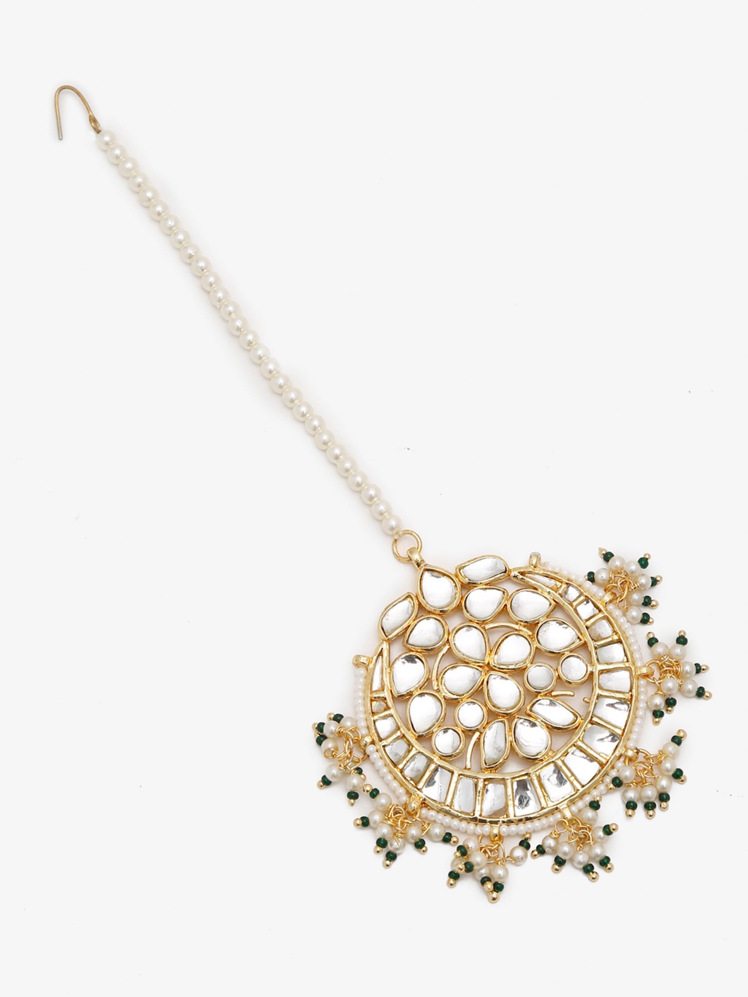 Gold Toned White Kundan Maang Tikka - Ruby Raang | Grab2Buy