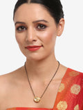 Gold-Polished Black Beaded Kundan Mangalsutra - Ruby Raang | Grab2Buy