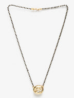 Gold-Polished Black Beaded Kundan Mangalsutra - Ruby Raang | Grab2Buy