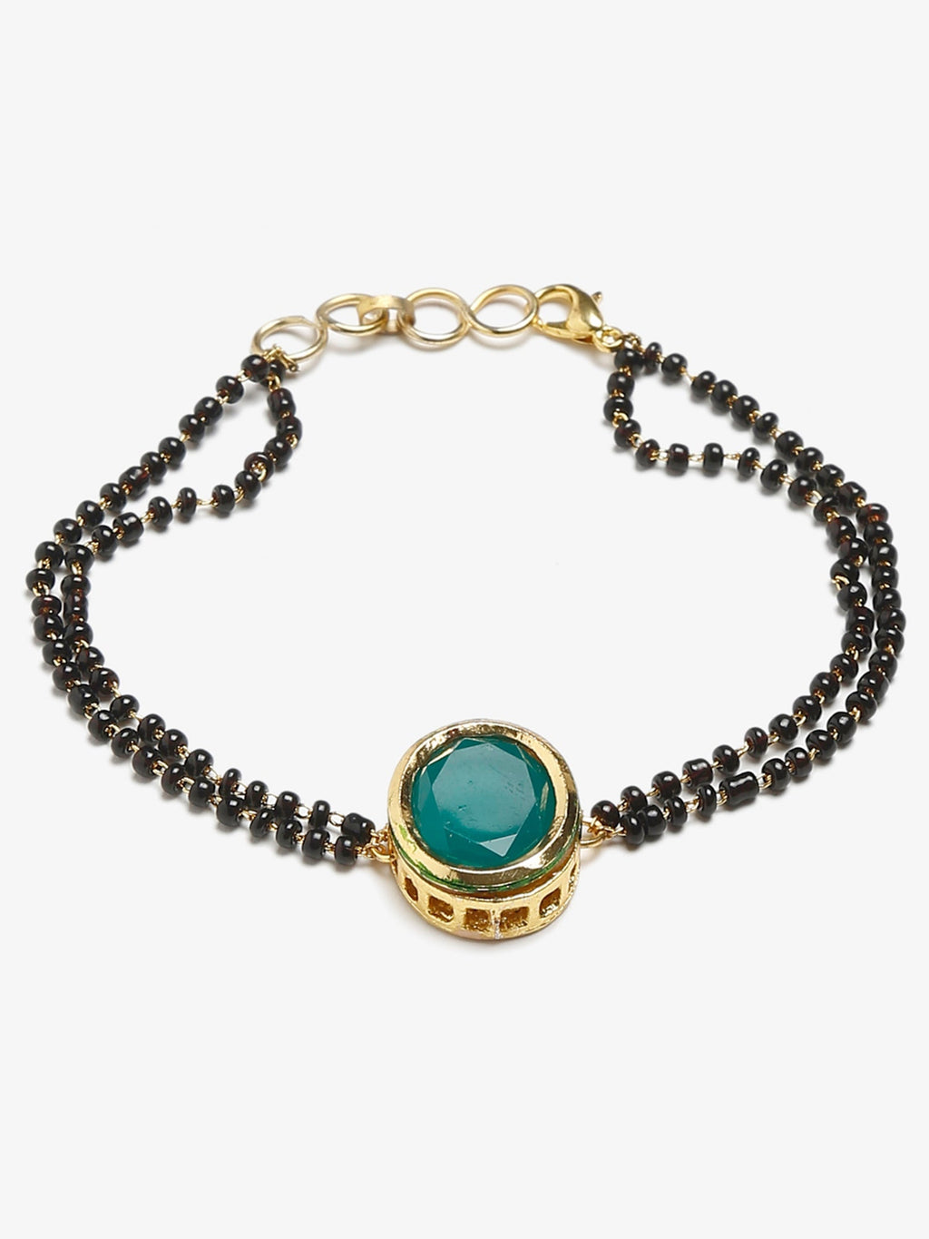 Black Gold-Polished Kundan Mangalsutra Bracelet - Ruby Raang | Grab2Buy