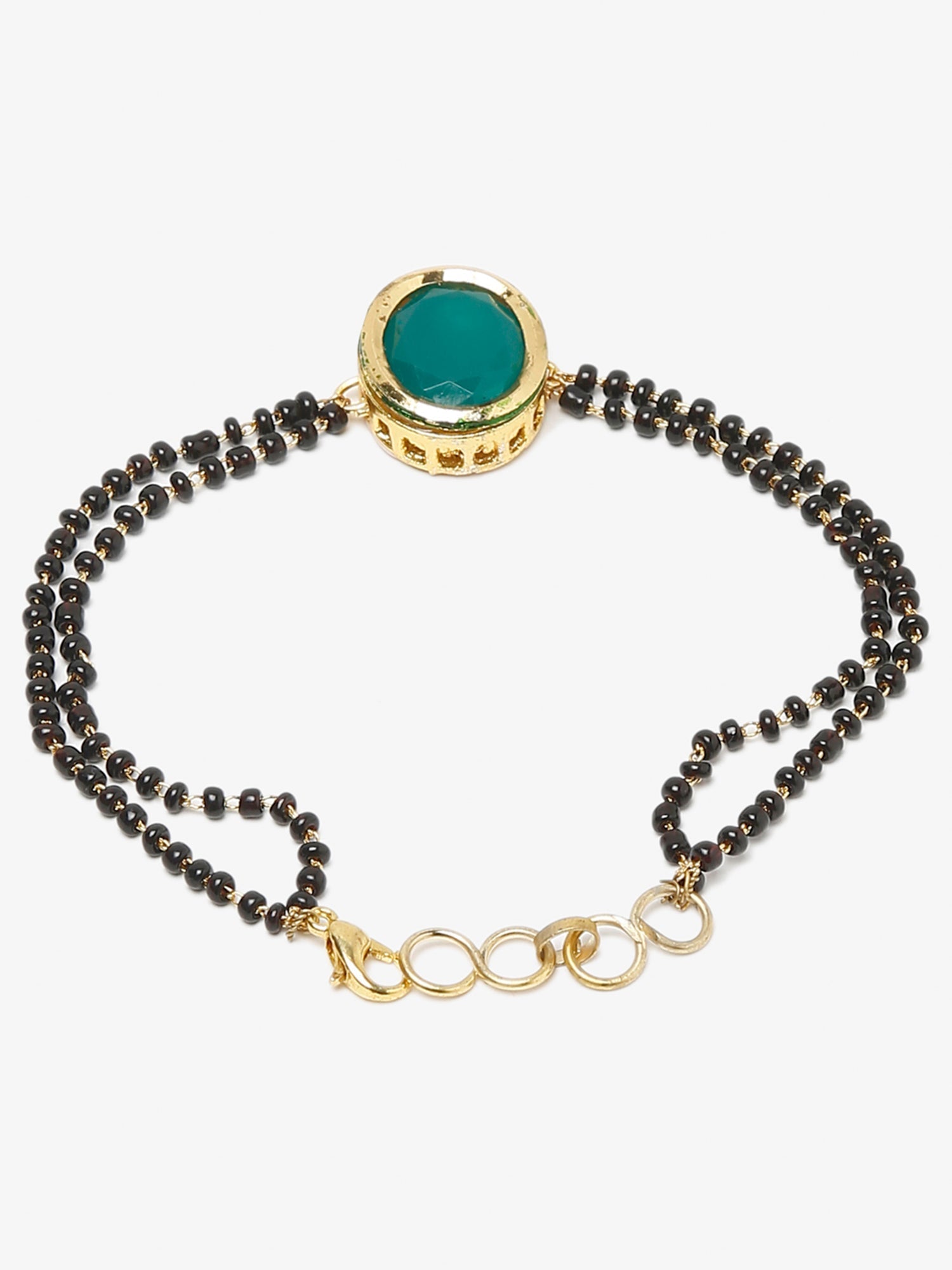 Black Gold-Polished Kundan Mangalsutra Bracelet - Ruby Raang | Grab2Buy