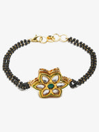 Black Gold-Polished Kundan Studded Mangalsutra Bracelet - Ruby Raang | Grab2Buy