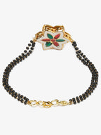 Black Gold-Polished Kundan Studded Mangalsutra Bracelet - Ruby Raang | Grab2Buy