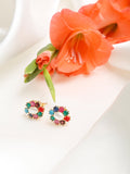 Multicoloured Gold-Toned Contemporary Studs Earrings - Ruby Raang | Grab2Buy
