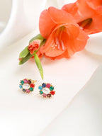 Multicoloured Gold-Toned Contemporary Studs Earrings - Ruby Raang | Grab2Buy