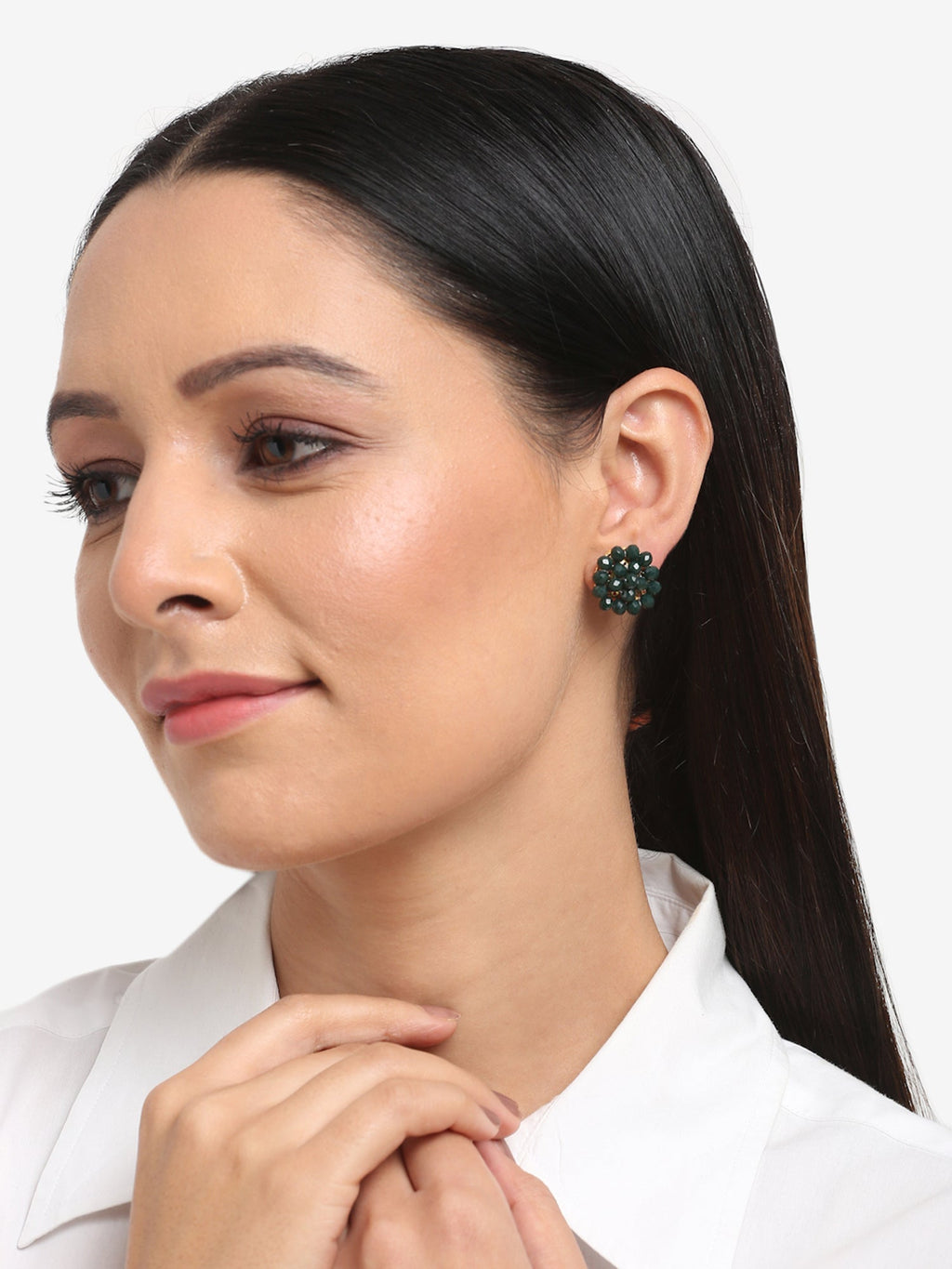 Green Contemporary Studs Earrings - Ruby Raang | Grab2Buy