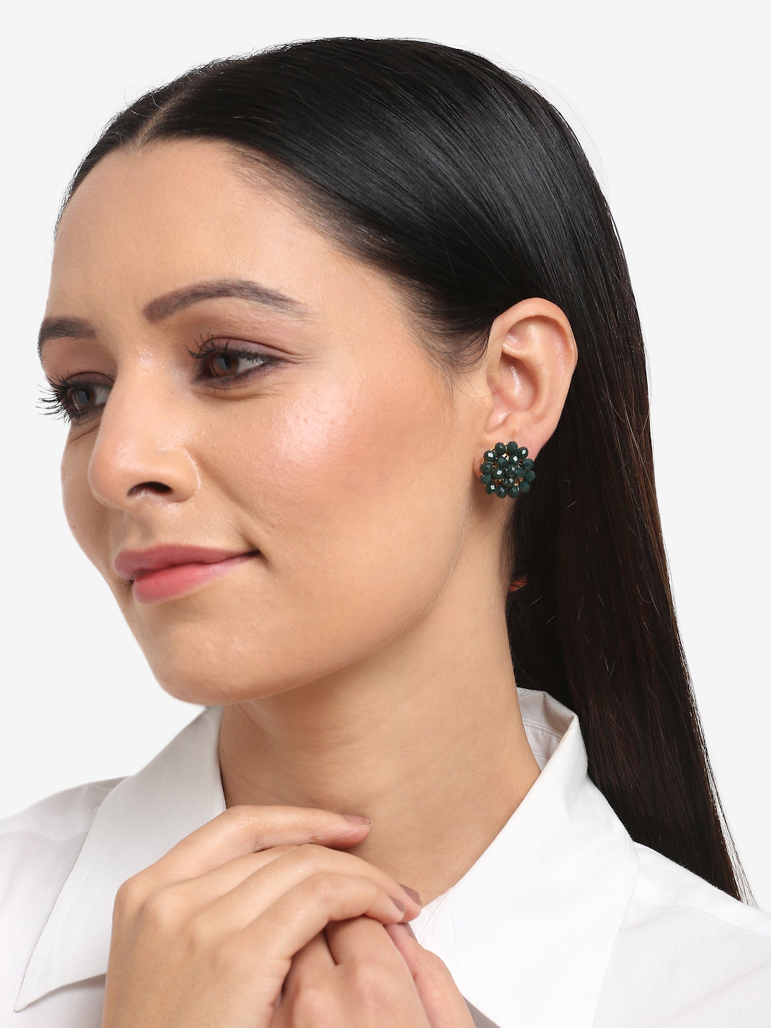 Green Contemporary Studs Earrings - Ruby Raang | Grab2Buy