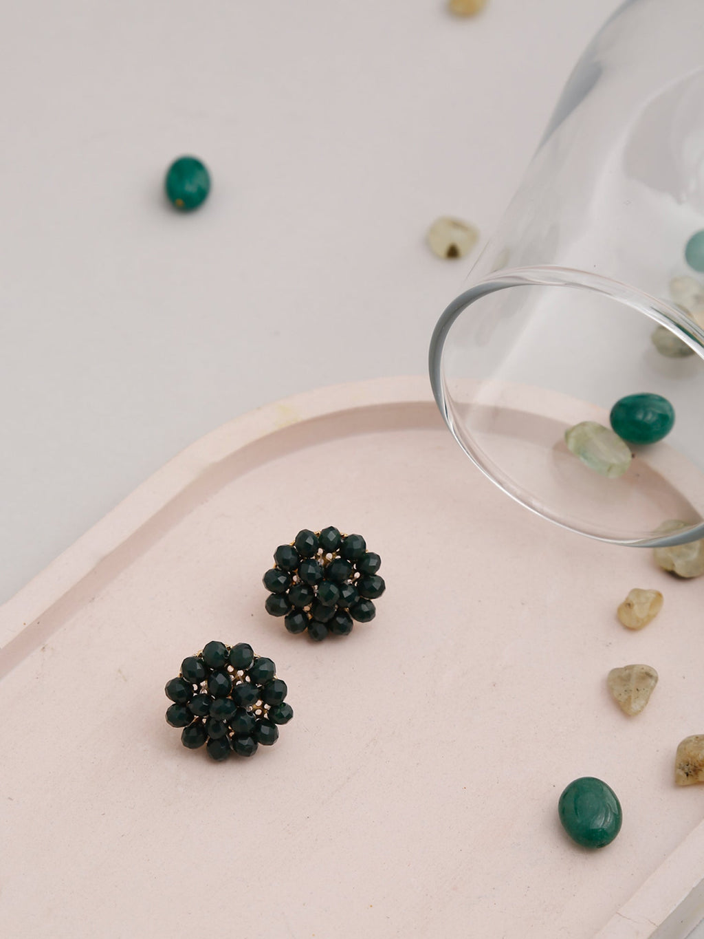 Green Contemporary Studs Earrings - Ruby Raang | Grab2Buy