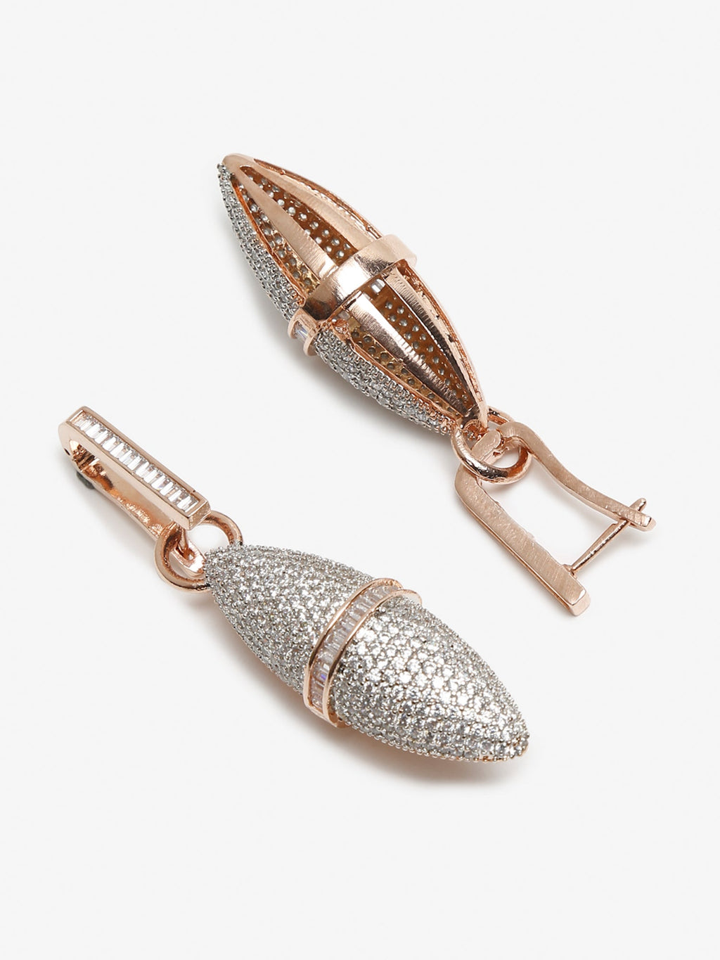 Rose Gold-Polished Silver-Toned Contemporary Drop Earrings - Ruby Raang | Grab2Buy