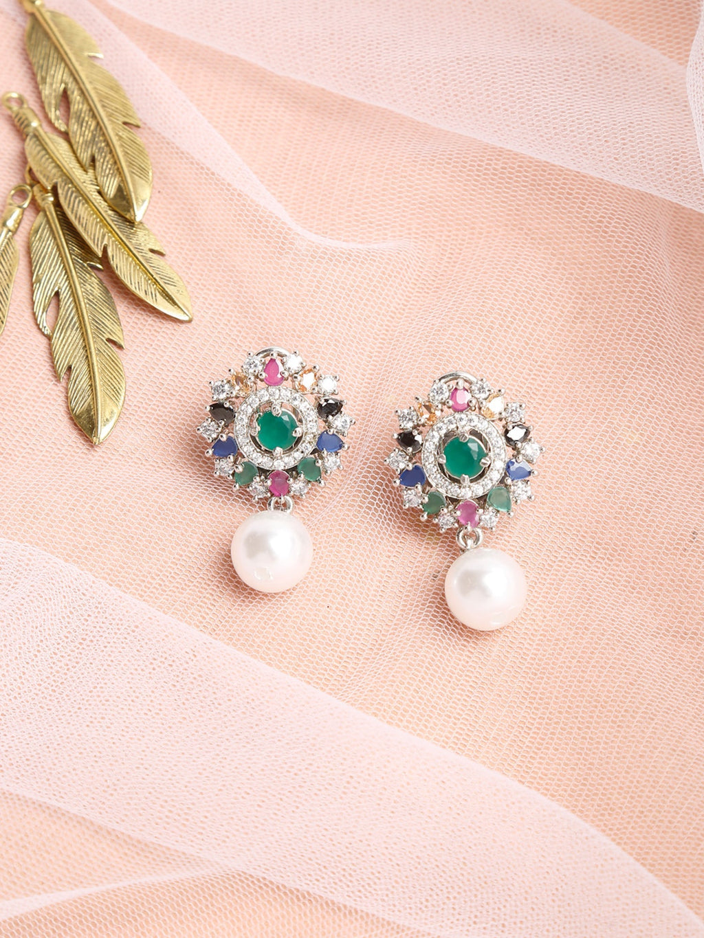 Multicoloured Floral Drop Earrings - Ruby Raang | Grab2Buy