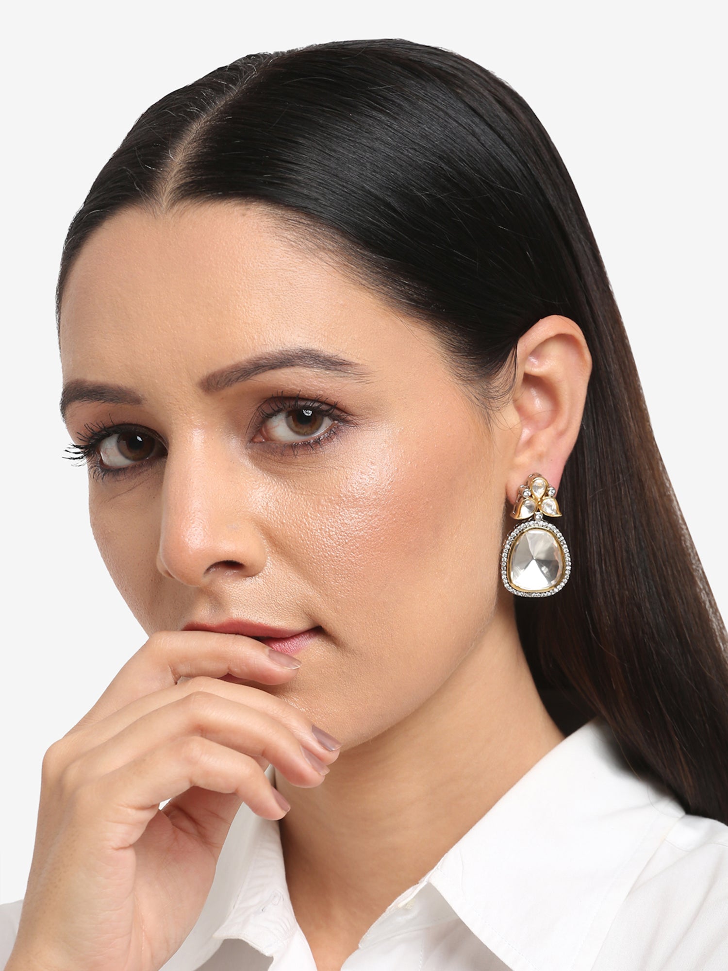 Silver-Toned Contemporary Studs Earrings - Ruby Raang | Grab2Buy
