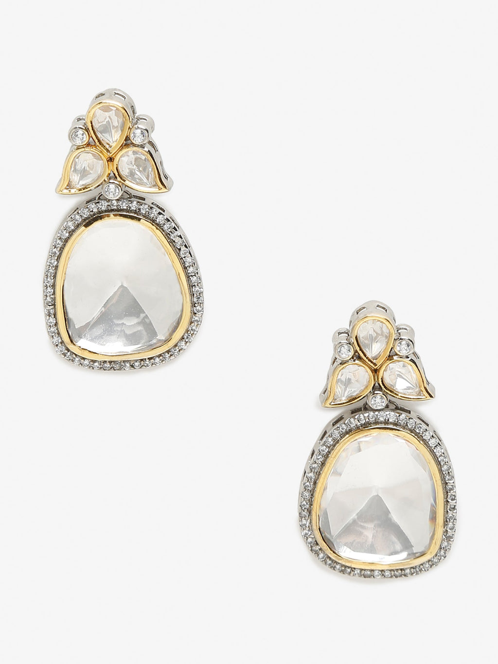 Silver-Toned Contemporary Studs Earrings - Ruby Raang | Grab2Buy