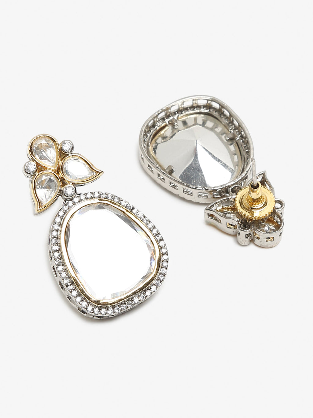 Silver-Toned Contemporary Studs Earrings - Ruby Raang | Grab2Buy