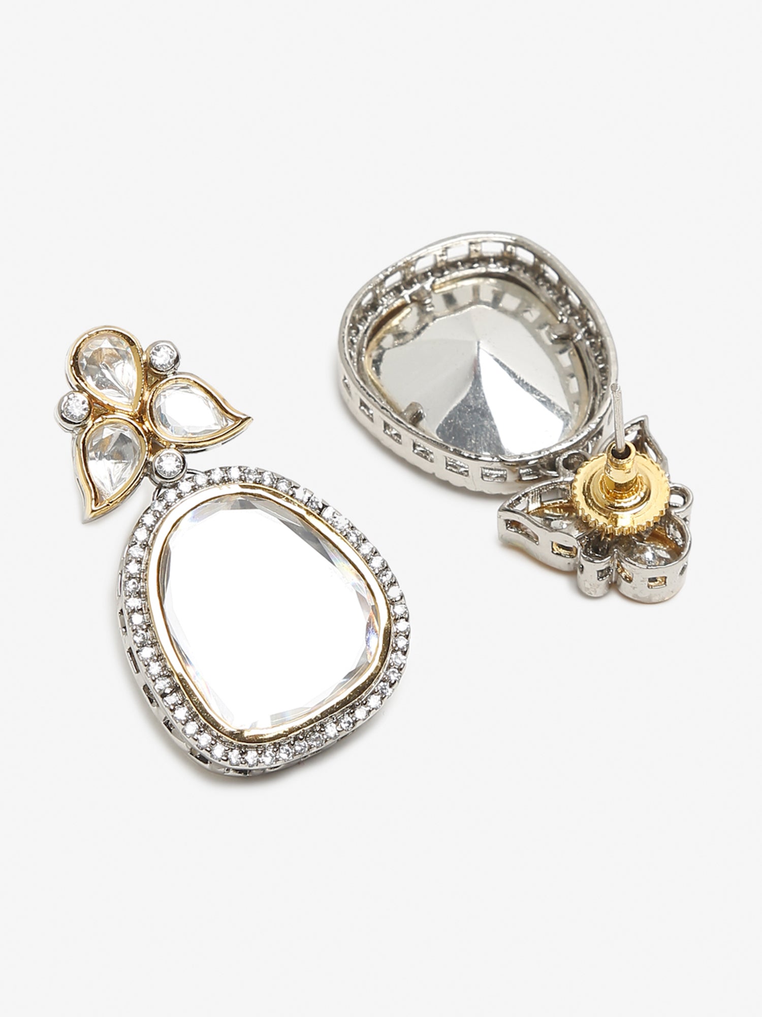 Silver-Toned Contemporary Studs Earrings - Ruby Raang | Grab2Buy