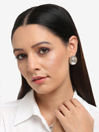 Silver-Toned Contemporary Studs Earrings - Ruby Raang | Grab2Buy