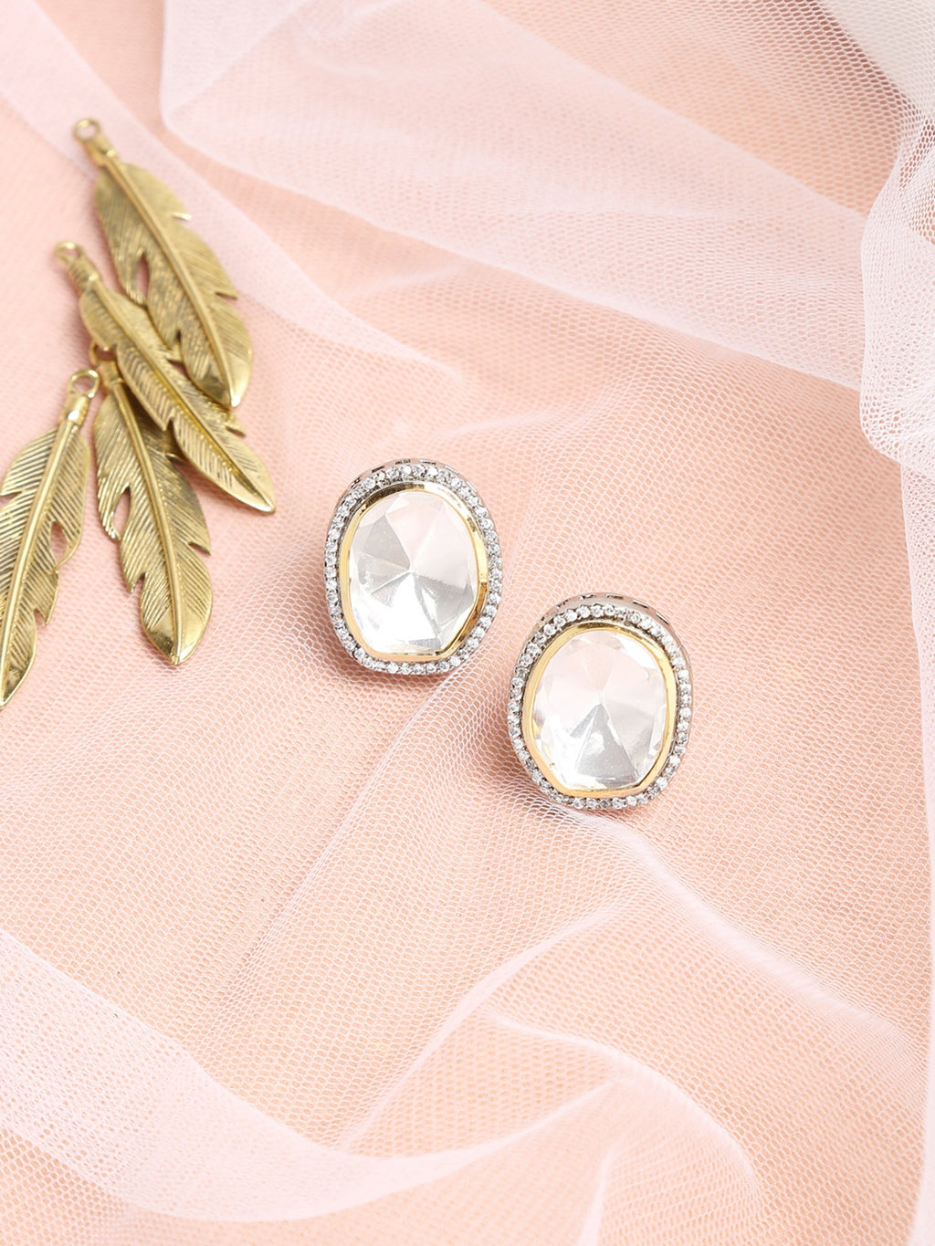 Silver-Toned Contemporary Studs Earrings - Ruby Raang | Grab2Buy