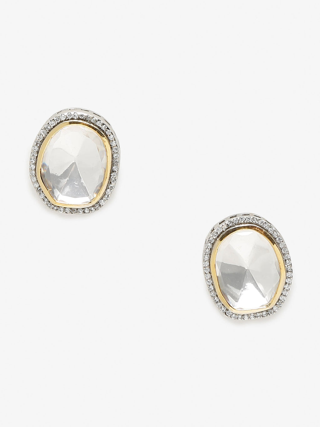 Silver-Toned Contemporary Studs Earrings - Ruby Raang | Grab2Buy