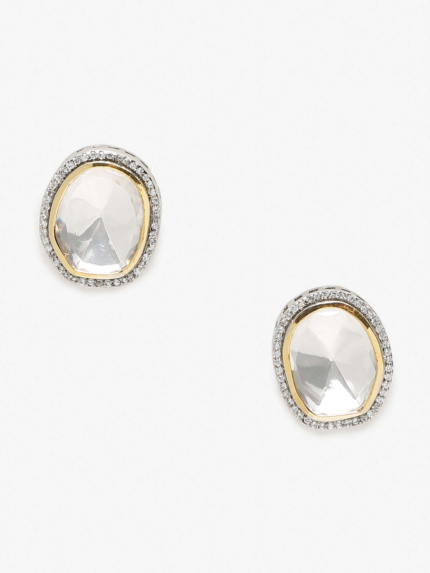 Silver-Toned Contemporary Studs Earrings - Ruby Raang | Grab2Buy