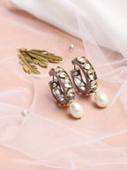 Silver-Toned White Circular Hoop Earrings - Ruby Raang | Grab2Buy