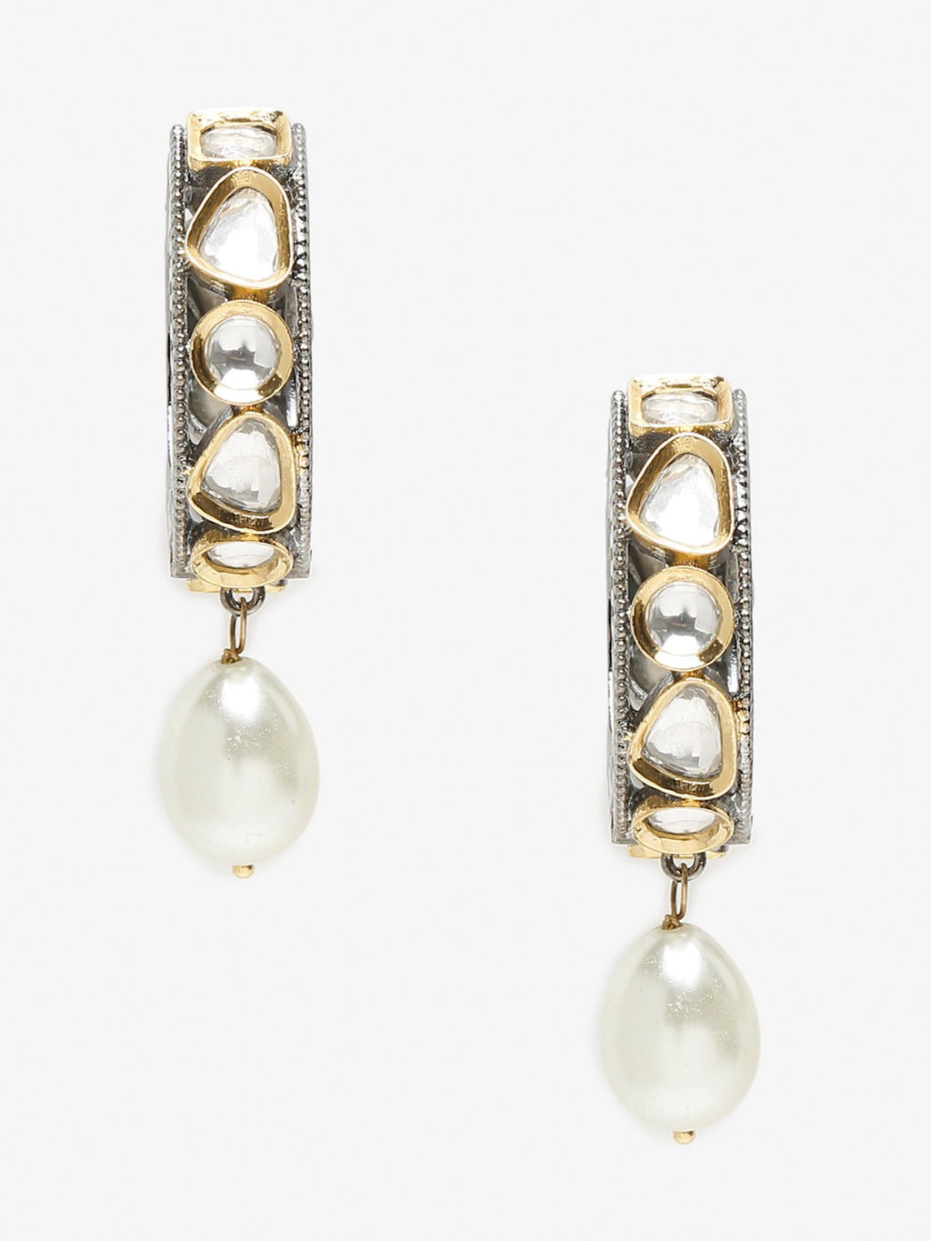 Silver-Toned White Circular Hoop Earrings - Ruby Raang | Grab2Buy