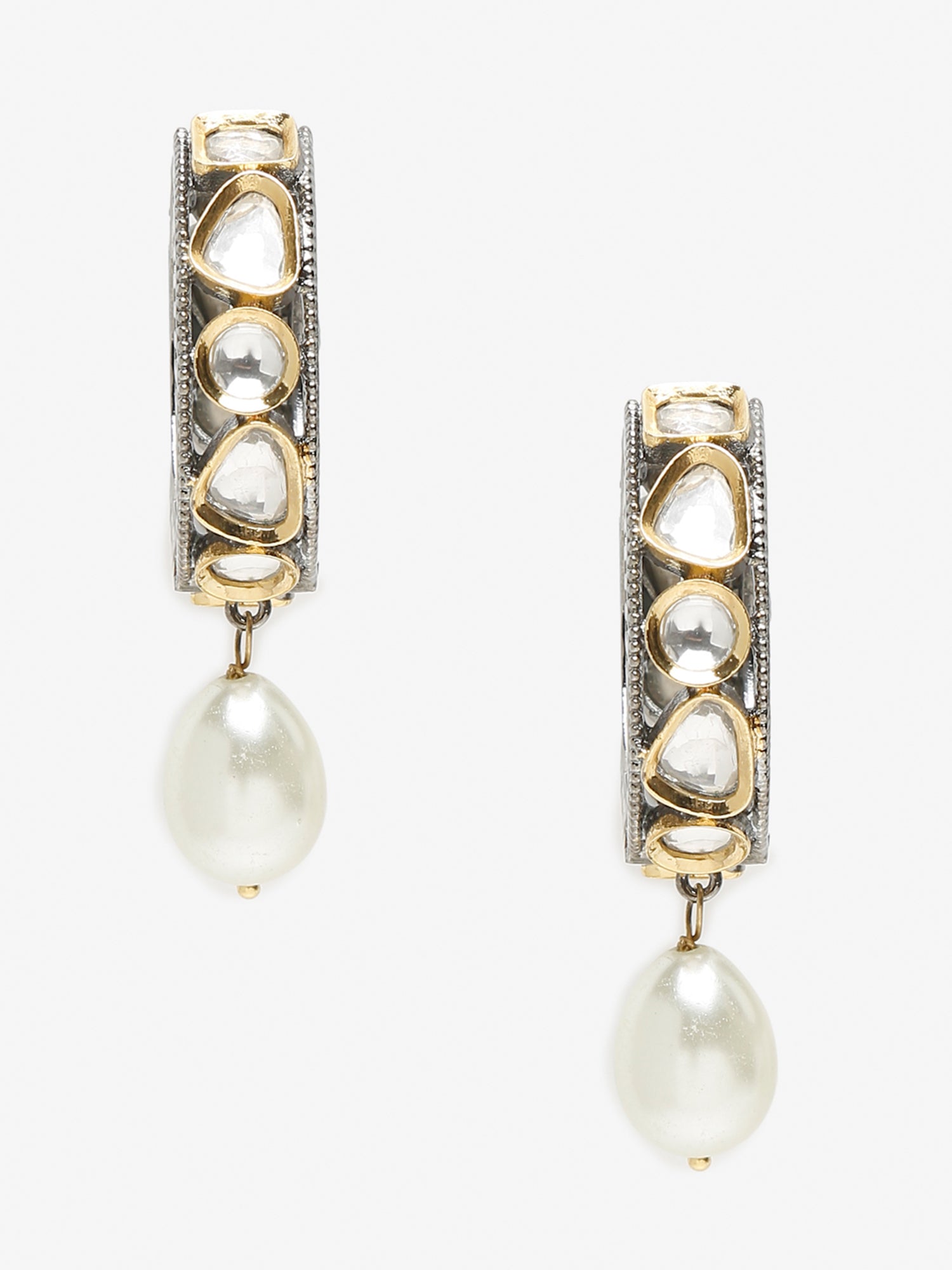 Silver-Toned White Circular Hoop Earrings - Ruby Raang | Grab2Buy