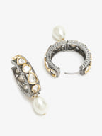 Silver-Toned White Circular Hoop Earrings - Ruby Raang | Grab2Buy