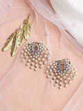 White Contemporary Drop Earrings - Ruby Raang | Grab2Buy