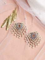 White Contemporary Drop Earrings - Ruby Raang | Grab2Buy