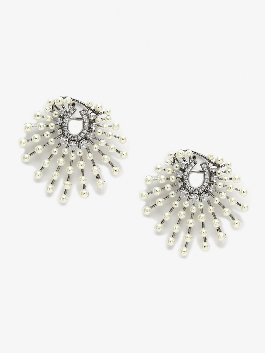 White Contemporary Drop Earrings - Ruby Raang | Grab2Buy