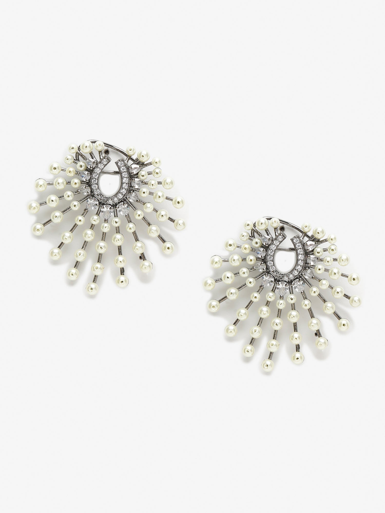 White Contemporary Drop Earrings - Ruby Raang | Grab2Buy
