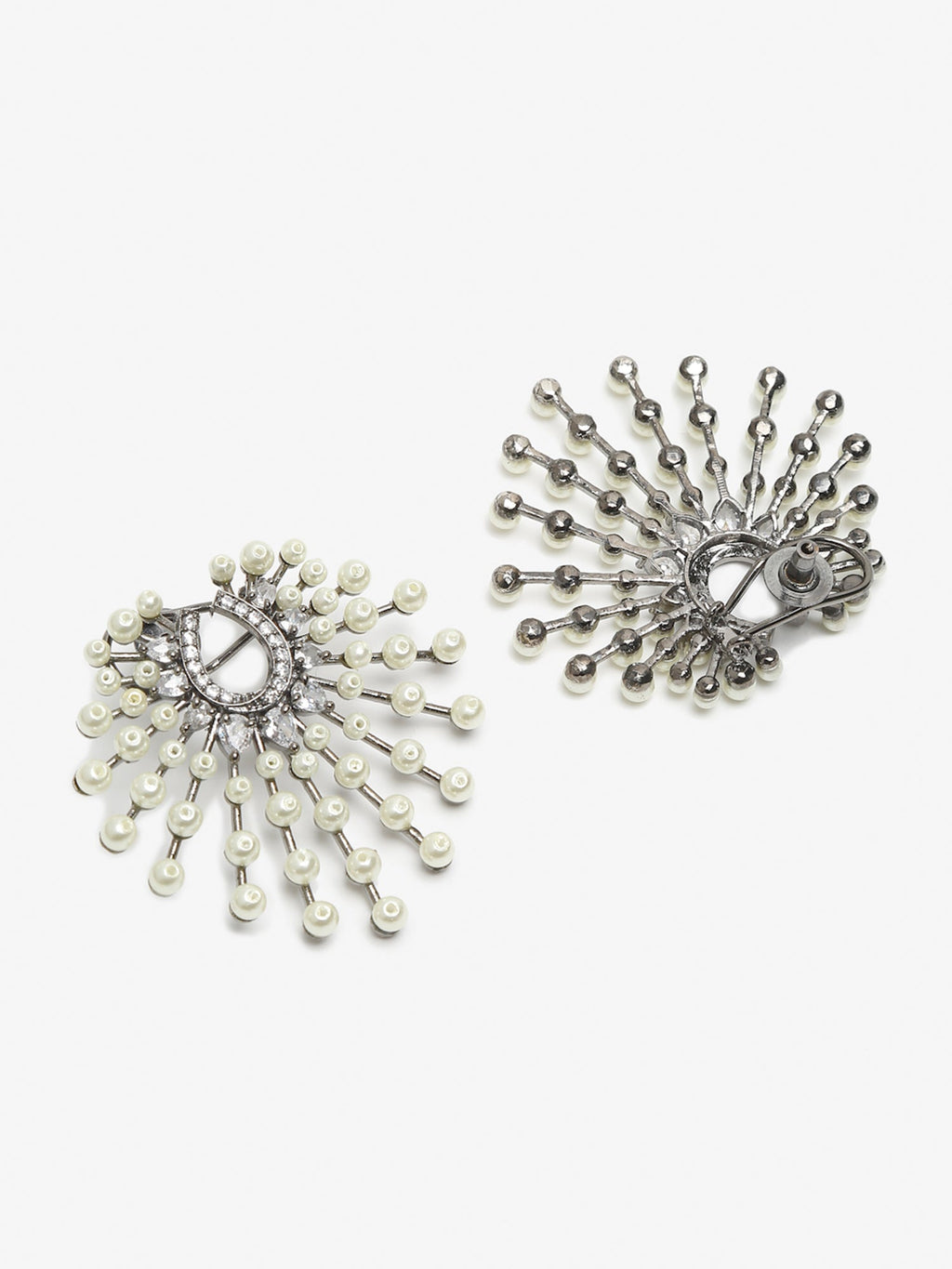 White Contemporary Drop Earrings - Ruby Raang | Grab2Buy