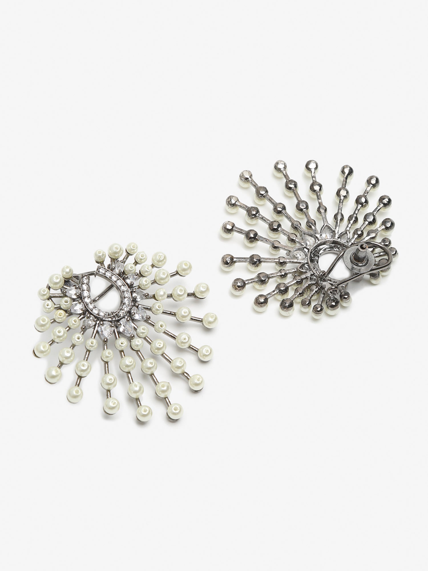 White Contemporary Drop Earrings - Ruby Raang | Grab2Buy