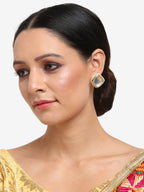 White Artificial Stone Beads Studded Contemporary Studs Earrings - Ruby Raang | Grab2Buy