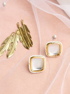 White Artificial Stone Beads Studded Contemporary Studs Earrings - Ruby Raang | Grab2Buy